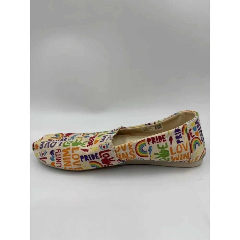 Womens Toms Size 7.5 Shoes SlipOn Alpargata Unity Love Wins Pride Rainbow Canvas